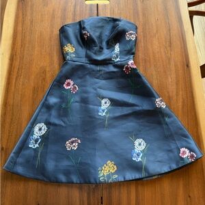 Keepsake the Label Strapless Floral Mini Dress Navy Blue XS